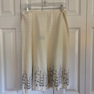 EILEEN FISHER 100% organic cotton linen skirt sequins petite Size PL